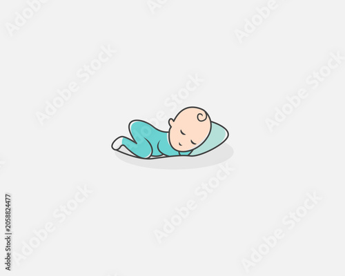 Minimalist logo vector of sleeping baby