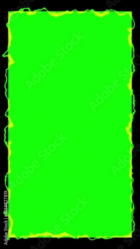 Animated Fire Flame Border Frame Vertical Green Screen — Mobile Story Overlay Loop