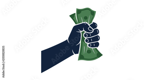 Foto Hand clutching money dark blue and green vector illustration