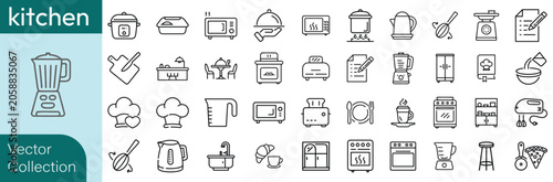 Photography Set of 40 outline icons related to cooking, kitchen