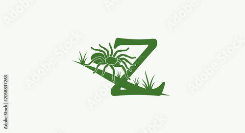 Green Letter Z with Grass and Plant Design.