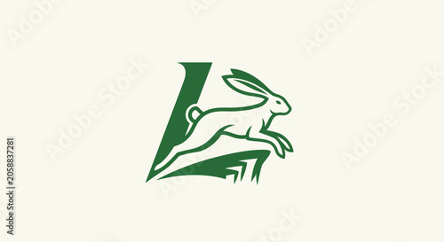 Green Rabbit Logo with Letter L Design.