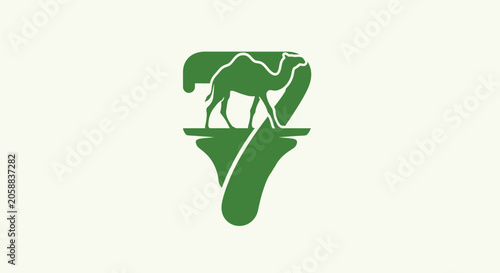 Green Camel Silhouette Logo Design.