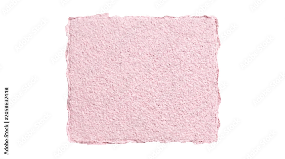 Fototapeta premium Blank square pink handmade paper with rough deckle edges on a transparent background