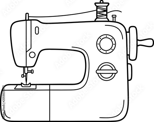 Photography Vintage Sewing Machine Illustration - Retro Stitching Equipment