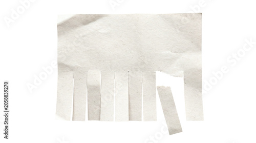Fotografie Blank vintage tear off advertisement paper template with one ripped fringe on a