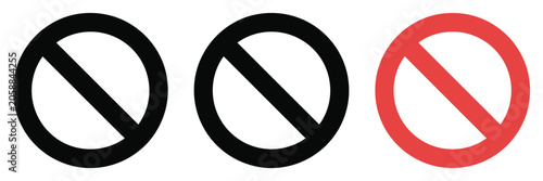 Fotografía Prohibition icons, no symbol restriction signs, forbidden warning graphics, circle slash ban concept, vector illustration set