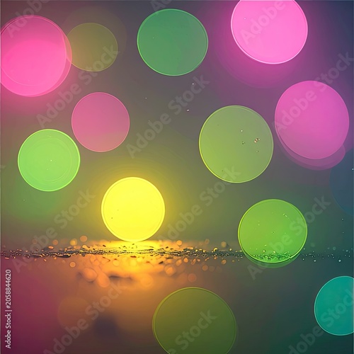 Abstract Bokeh Lights Background with Vibrant Colors and Reflections.