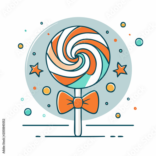 Swirl Lollipop with Bow and Stars