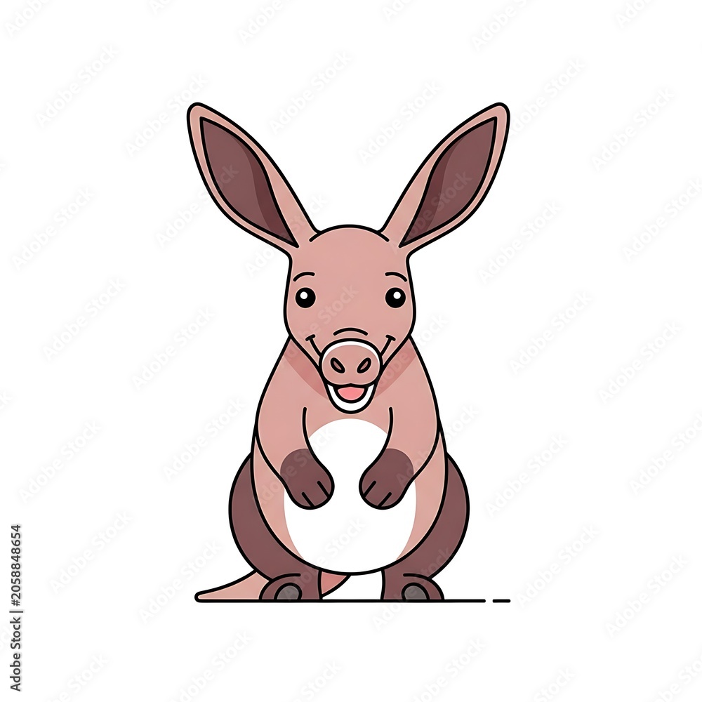 Fototapeta premium Cute cartoon pig wearing purple bow tie.