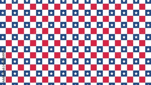 Red White Blue Stars and Squares Pattern Background - Patriotic Celebration