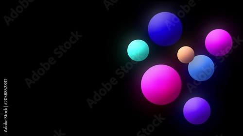 Color Balls Vibrant Colors Glow Effect on Black Background 