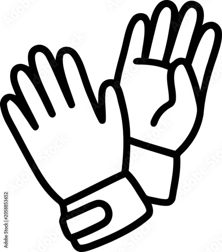 Cuadro en lienzo Outline of a pair of protective gloves, clean and simple line art