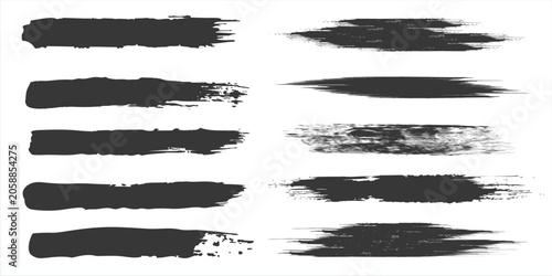 Tableau sur toile Black brush stroke set isolated on background