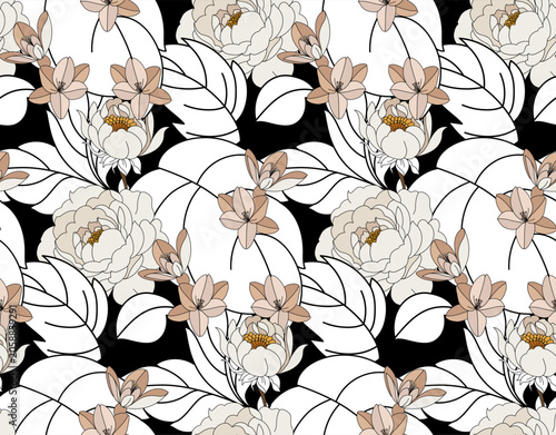 Seamless flowers pattern in vector. Abstract flower pattern design