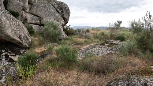 Boulders in Castro de Santiago archaeological site, parish of Figueiró da Granja, Fornos de Algodres, district of Guarda, Portugal