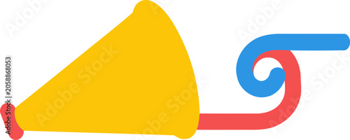 Bild auf Leinwand Party Blower Horn Yellow Red Blue Whistle Noise Maker Celebration Fun