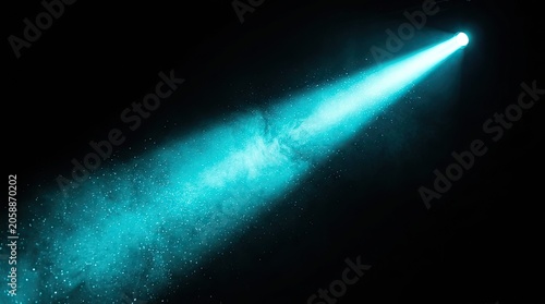 Bright laser beam shining through dark cosmic space