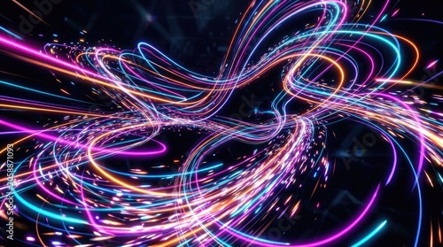 Vibrant light trails forming abstract swirling patterns