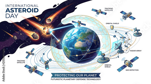 Futuristic planetary defense technology against cosmic threats