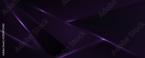 Abstract dark purple geometric background with glowing neon light lines
