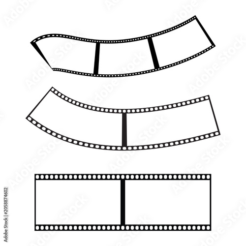Set of 3 Film strip roll vector icon. Film strip set with different versions of film. Video or movie film vintage analog cinema symbol. Photograph camera logo. vector illustration. eps file 61.