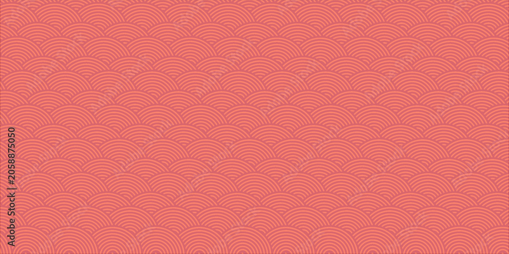 Fototapeta premium Red Japanese Wave Pattern Seamless Background With Traditional Seigaiha Motif For Design