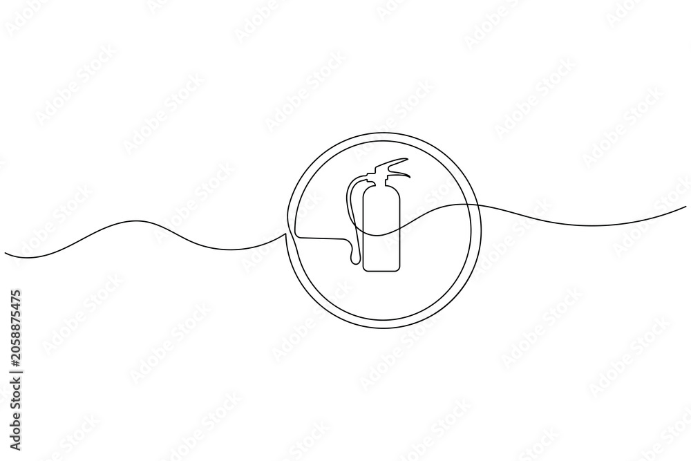 Obraz premium Fire extinguisher continuous one line art minimalist outline vector icon
