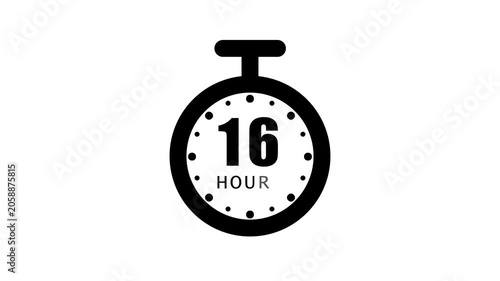 Analog clock with 16 hour o'clock isolated on white background