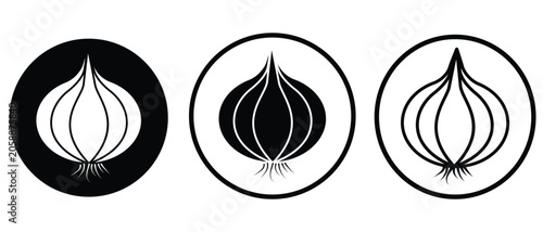 Onion vector design. Silhouette of onion vegetable icon. Line icon of onion bulb symbol and sign. Vegetable vector illustration.