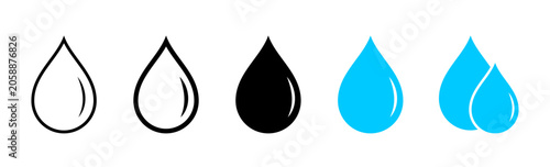 water drop icon set, liquid raindrops symbol vector