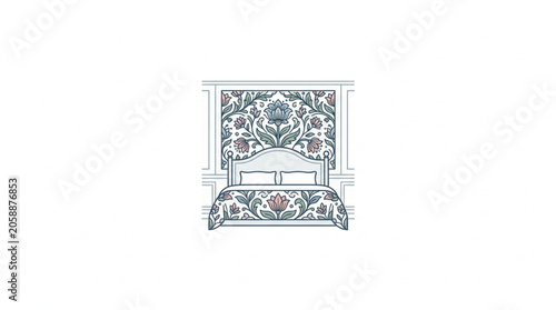 Foto Elegant Bed with Ornate Headboard and Footboard.