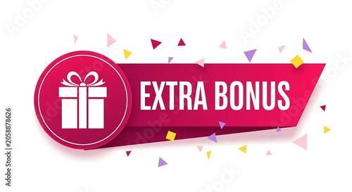 Red badge with extra bonus text design