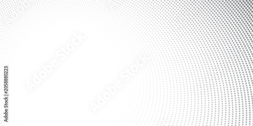 Abstract halftone gray dots gradient on white background  Curved twisted slanting design or circle lines pattern modern cards  brochures