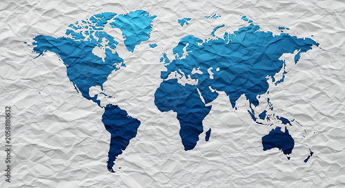 Globe with digital blue texture on map background