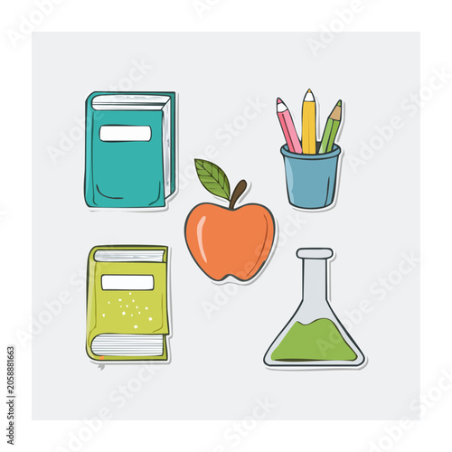 Flat Design School Supplies Illustration