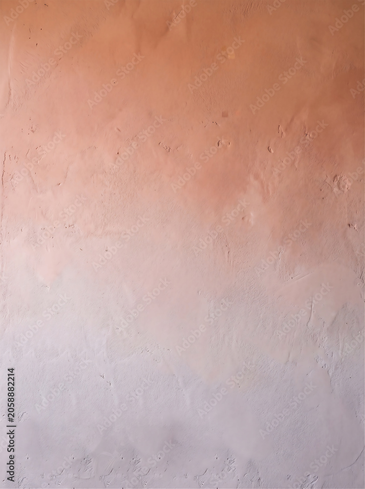 Fototapeta premium Textured cosmetic product staging background with a terracotta to lilac gradient plaster wall and clean copy space for a luxury beauty brand website banner.