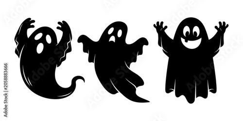 Obraz na płótnie Halloween ghosts silhouettes for spooky decorations and party themes
