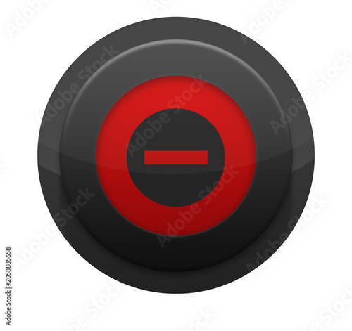 Minimalist glossy black and red round remove button with minus sign icon for interface design