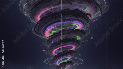 Abstract digital artwork of a glowing energy vortex in space
