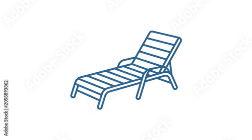 Obraz na plátně Blue chaise lounge chair illustration on white background.