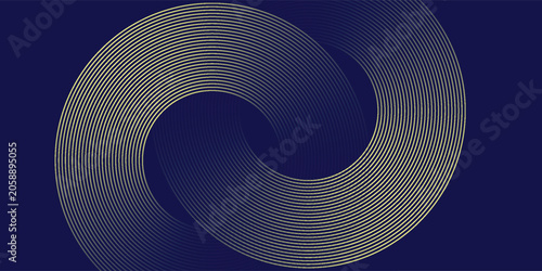Fényképezés abstract blue gold stripe line, geometric circle texture background, futuristic