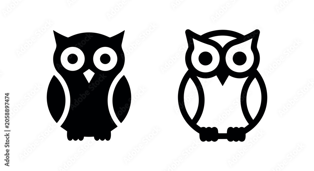 Fototapeta premium Owl icon set. Wisdom, knowledge, and nature symbol.