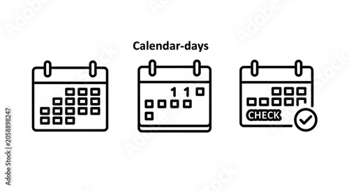Calendar icons: days dates scheduling with calendar scheduling illustration planning organization appointment schedule reminder checklist thirtieth business personal management notation