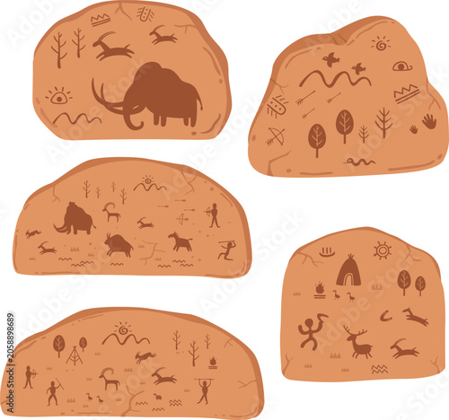 Cave Painting,Prehistoric Rock Art Illustration