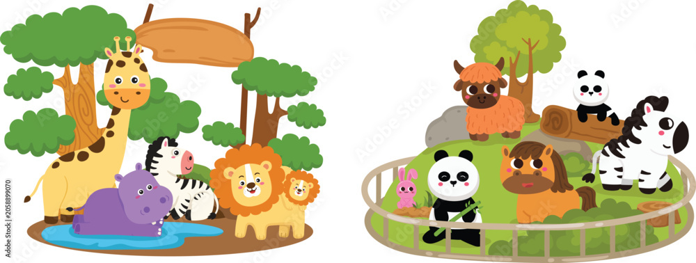 Fototapeta premium illustration of isolated animal zoo vector
