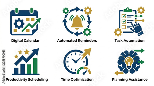 Business Productivity and Planning Icons Set.