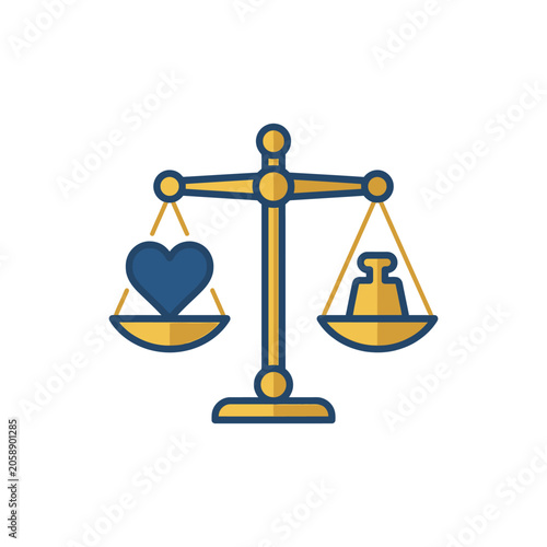 Scales balancing a heart and golden weight