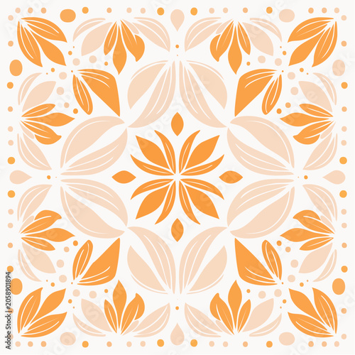 Seamless Floral Pattern with Orange and Peach Petals