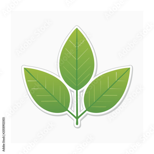 Three Green Leaves Icon on Transparent Background